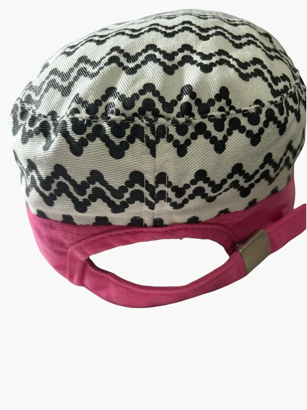 Disney Parks Mickey Mouse Chevron Pattern Cadet Cap Hat Pink Black Size Adult